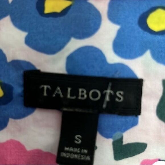Talbots Vibrant Multi Floral Button Up Blouse - Picture 5 of 8
